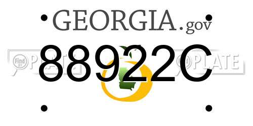 88922C Georgia License Plate