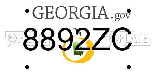 8892ZC Georgia License Plate