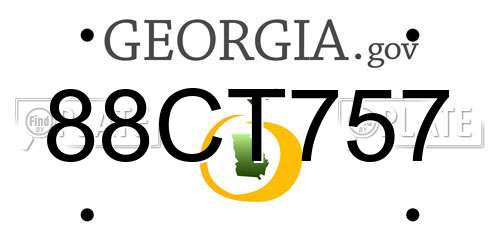 88CT757 Georgia License Plate