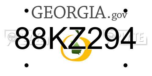 88KZ294 Georgia License Plate