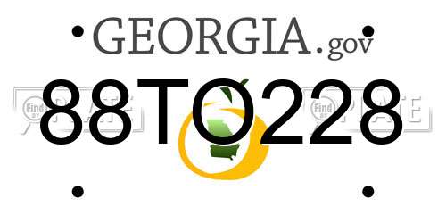88TO228 Georgia License Plate