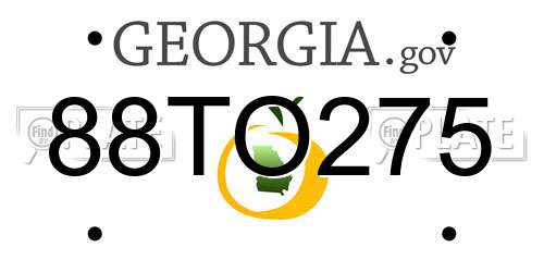 88TO275 Georgia License Plate