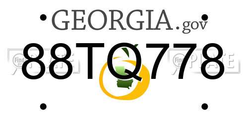 88TQ778 Georgia License Plate