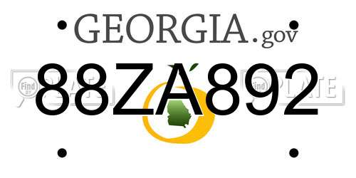 88ZA892 Georgia License Plate