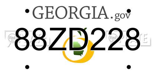 88ZD228 Georgia License Plate