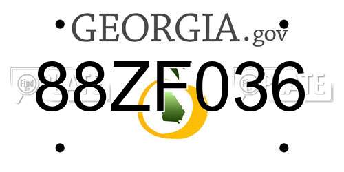 88ZF036 Georgia License Plate