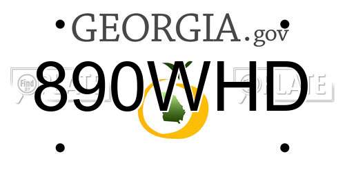 890WHD Georgia License Plate