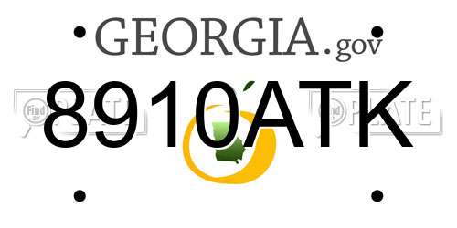 8910ATK Georgia License Plate