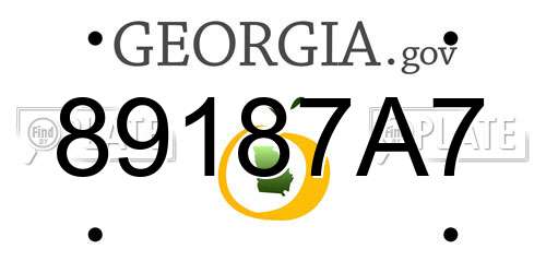 89187A7 Georgia License Plate