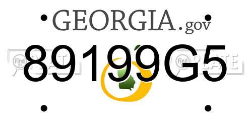 89199G5 Georgia License Plate