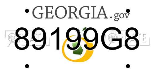 89199G8 Georgia License Plate