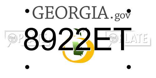 8922ET Georgia License Plate