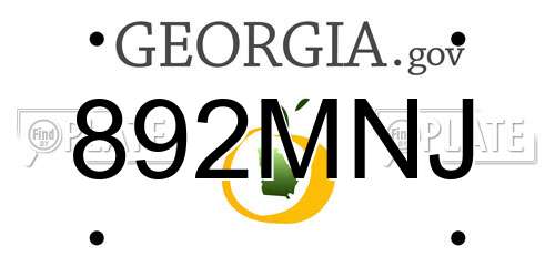 892MNJ Georgia License Plate