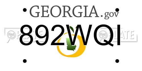 892WQI Georgia License Plate