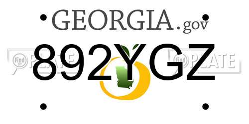 892YGZ Georgia License Plate