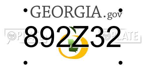 892Z32 Georgia License Plate