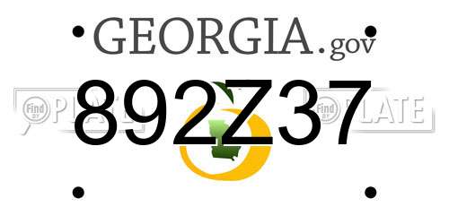892Z37 Georgia License Plate