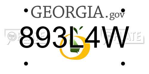 893L4W Georgia License Plate