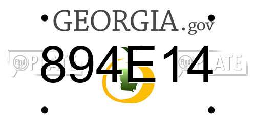 894E14 Georgia License Plate
