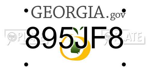 895JF8 Georgia License Plate