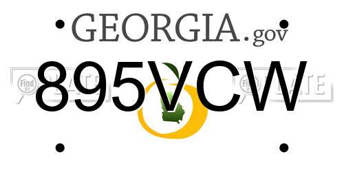 895VCW Georgia License Plate
