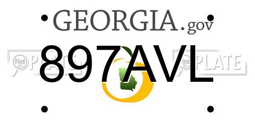 897AVL Georgia License Plate