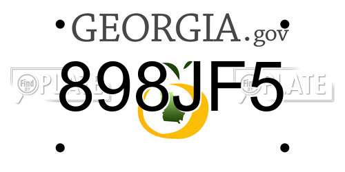 898JF5 Georgia License Plate