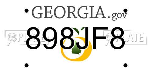 898JF8 Georgia License Plate