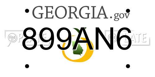 899AN6 Georgia License Plate