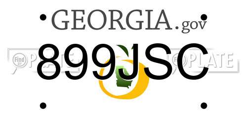 899JSC Georgia License Plate