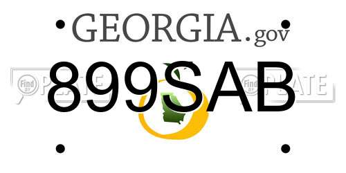 899SAB Georgia License Plate