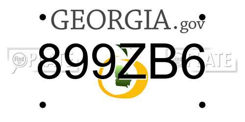 899ZB6 Georgia License Plate