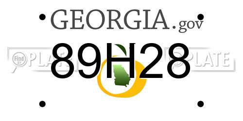 89H28 Georgia License Plate