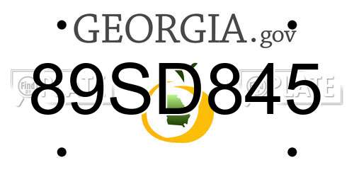 89SD845 Georgia License Plate