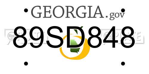 89SD848 Georgia License Plate