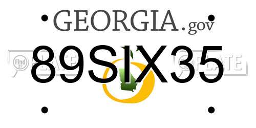 89SIX35 Georgia License Plate