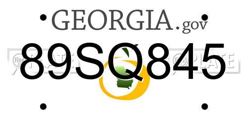 89SQ845 Georgia License Plate