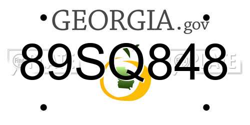 89SQ848 Georgia License Plate