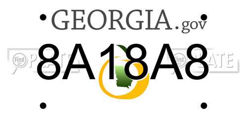 8A18A8 Georgia License Plate