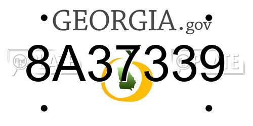 8A37339 Georgia License Plate