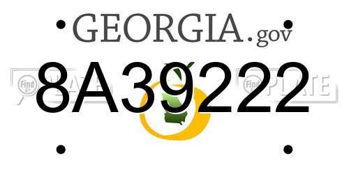 8A39222 Georgia License Plate