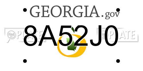 8A52J0 Georgia License Plate