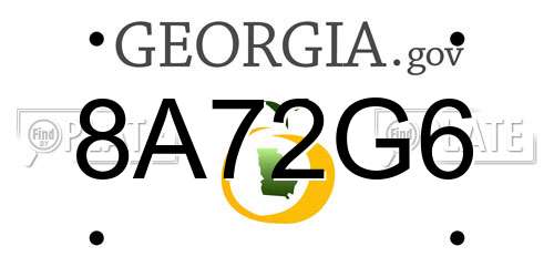 8A72G6 Georgia License Plate
