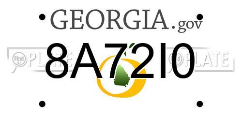 8A72I0 Georgia License Plate