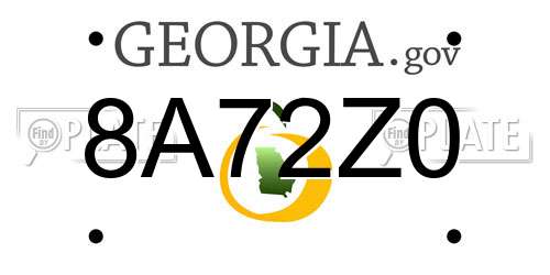 8A72Z0 Georgia License Plate