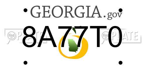 8A77T0 Georgia License Plate