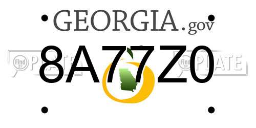 8A77Z0 Georgia License Plate