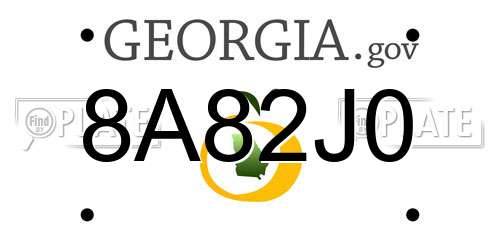 8A82J0 Georgia License Plate