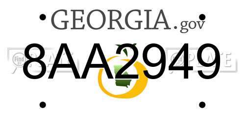 8AA2949 Georgia License Plate