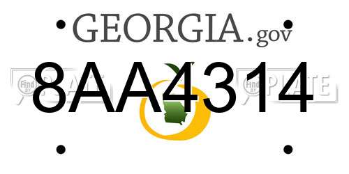 8AA4314 Georgia License Plate